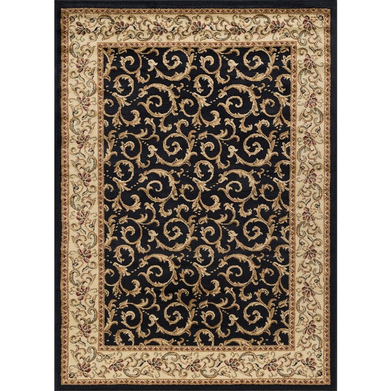 Tayse Rugs Elegance Oriental Black 8 ft. x 10 ft. Indoor Area Rug 5403  Black  8×10