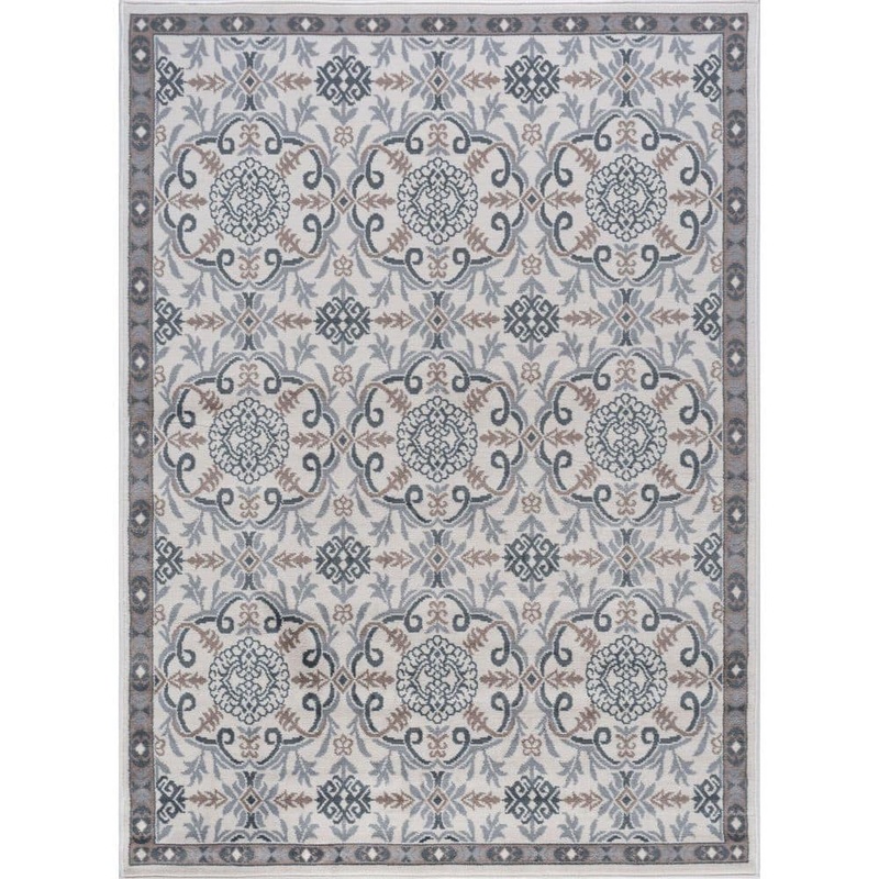 Tayse Rugs Hampton Brocade Cream 4 ft. x 6 ft. Indoor Area Rug HMP3817 4×6