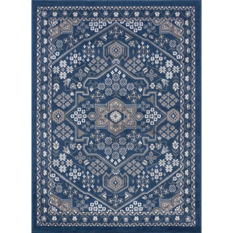 Tayse Rugs Hampton Oriental Navy 8 ft. x 10 ft. Indoor Area Rug HMP4007 8×10