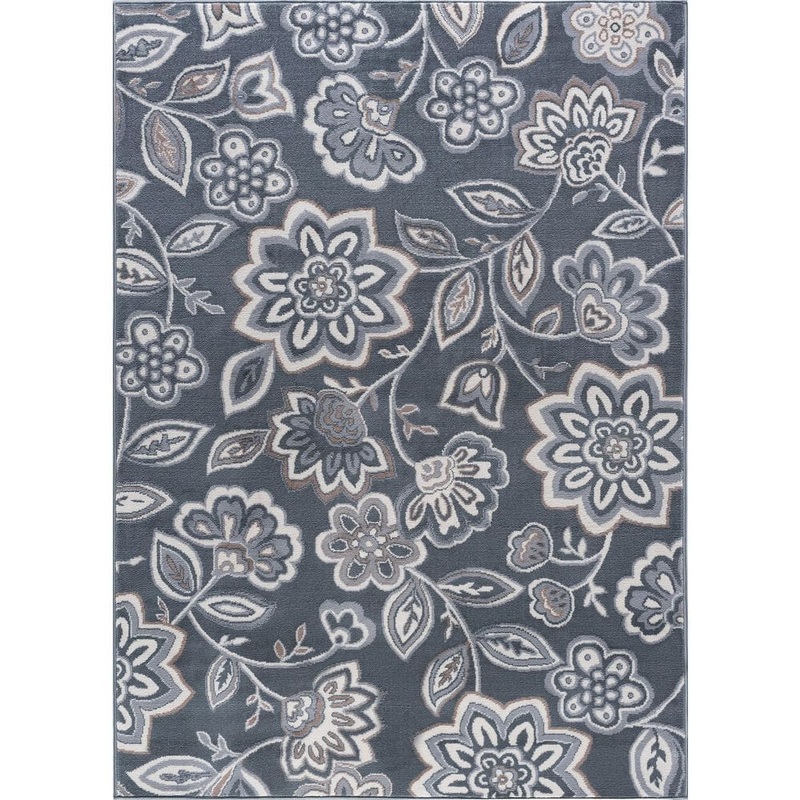 Tayse Rugs Madison Floral Gray 2 ft. x 8 ft. Indoor Runner Rug MDN3409 2×8