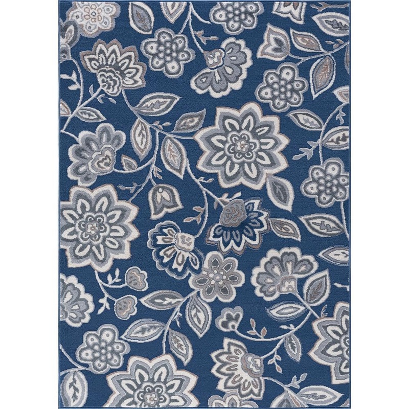 Tayse Rugs Madison Floral Navy 8 ft. x 10 ft. Indoor Area Rug MDN3407 8×10