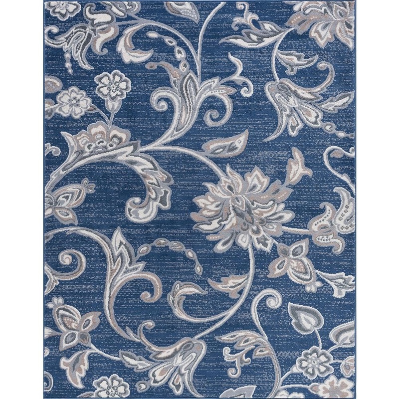 Tayse Rugs Madison Floral Navy 8 ft. x 10 ft. Indoor Area Rug MDN3507 8×10