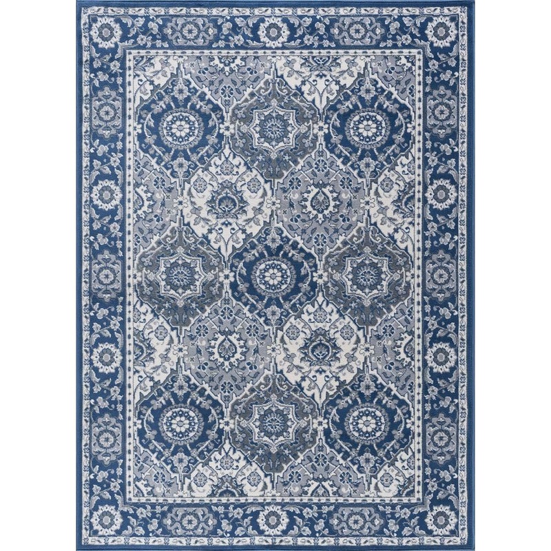 Tayse Rugs Madison Oriental Navy 2 ft. x 8 ft. Indoor Runner Rug MDN3607 2×8
