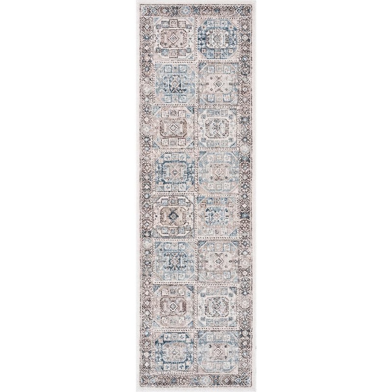 Tayse Rugs Magic Traditional Blue and Cream 2 ft. x 7 ft. Oriental Indoor Runner Rug MGC1106 2×8