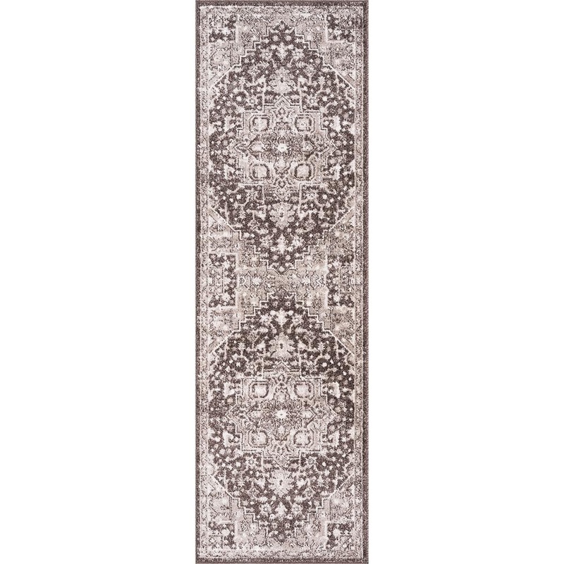 Tayse Rugs Magic Traditional Brown and Cream 2 ft. x 7 ft. Oriental Indoor Runner Rug MGC1408 2×8