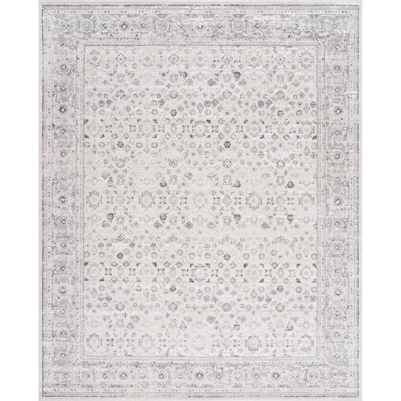 Tayse Rugs Magic Traditional Cream and Gray 8 ft. x 10 ft. Oriental Indoor Area Rug MGC1017 8×10