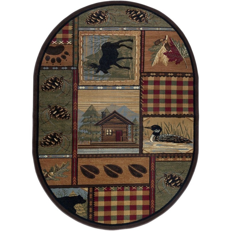 Tayse Rugs Nature Lodge Multi-Color 3 ft. x 4ft. Oval Indoor Area Rug NTR6548 3x4OVL
