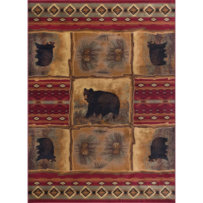 Tayse Rugs Nature Red 5 ft. x 8 ft. Lodge Area Rug NTR6570 5×8