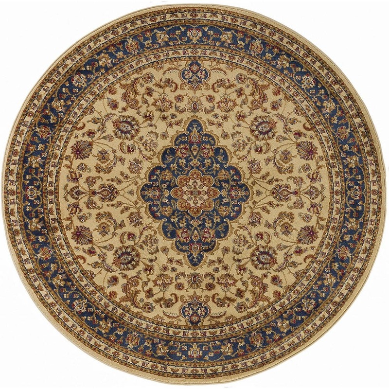 Tayse Rugs Sensation Border Ivory 6 ft. Round Indoor Area Rug SNS4782 6RND