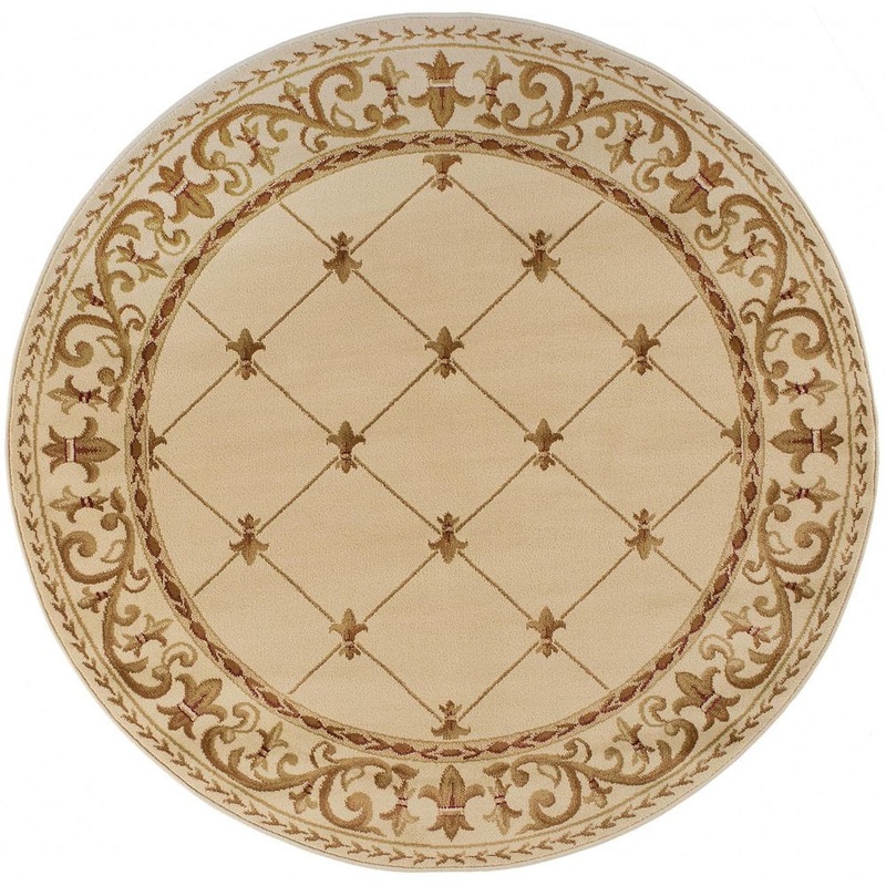 Tayse Rugs Sensation Border Ivory 6 ft. Round Indoor Area Rug SNS4882 6RND