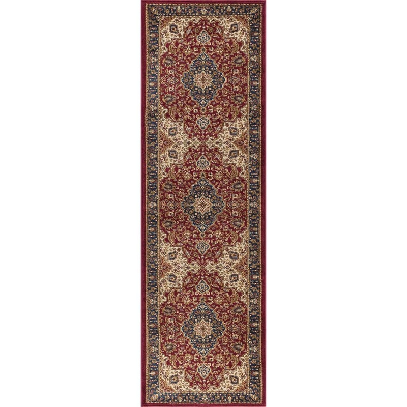 Tayse Rugs Sensation Border Red 2 ft. x 8 ft. Indoor Runner Rug SNS4780 2×8