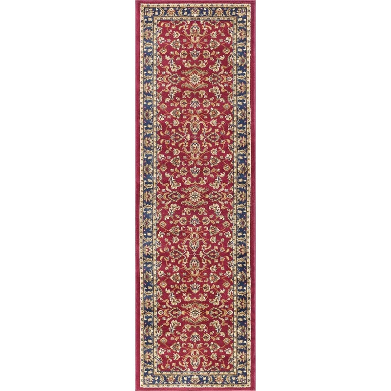 Tayse Rugs Sensation Border Red 2 ft. x 8 ft. Indoor Runner Rug SNS4790 2×8