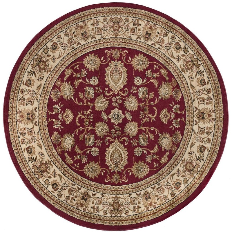 Tayse Rugs Sensation Border Red 6 ft. Round Indoor Area Rug SNS4720 6RND