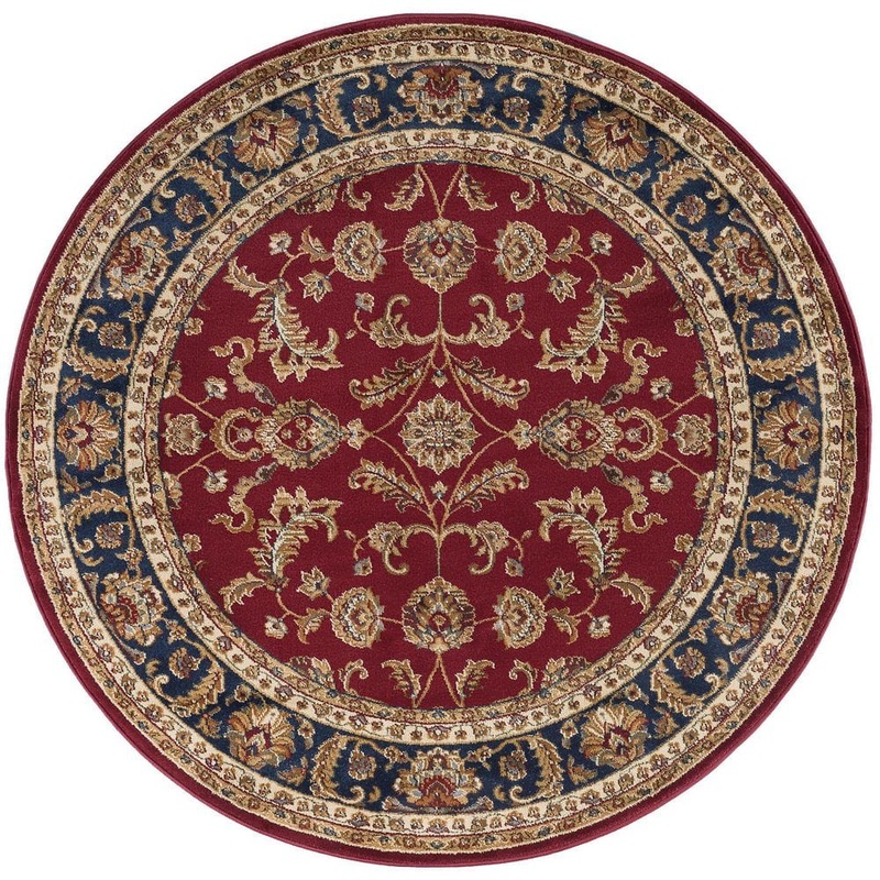 Tayse Rugs Sensation Border Red 6 ft. Round Indoor Area Rug SNS4790 6RND