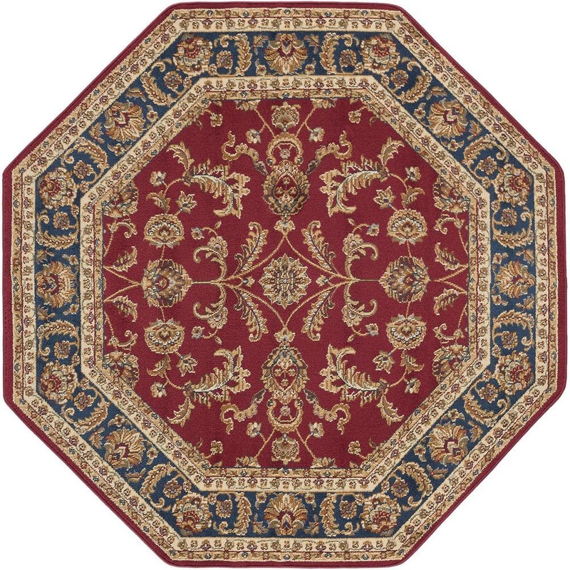 Tayse Rugs Sensation Border Red 6OCT Octagon ft. Indoor Area Rug SNS4790 6OCT