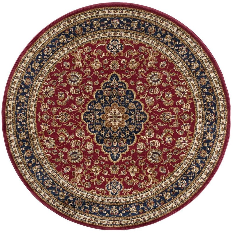 Tayse Rugs Sensation Border Red 8 ft. Round Indoor Area Rug SNS4780 8RND