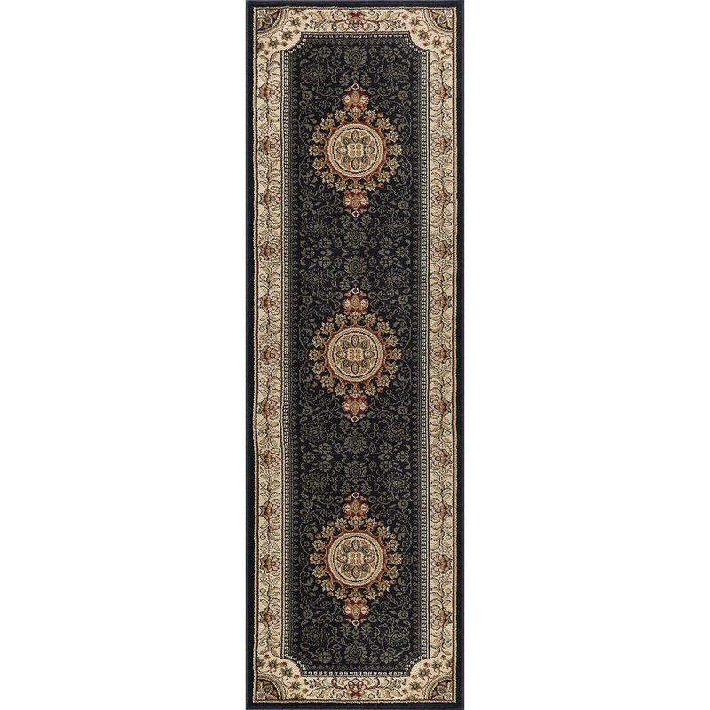 Tayse Rugs Sensation Oriental Black 2 ft. x 8 ft. Indoor Runner Rug SNS4673 2×8