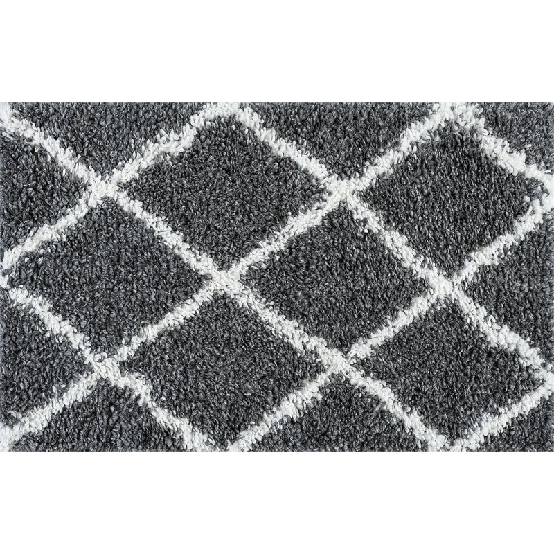 Tayse Rugs Soho Shag Diamond Gray 2 ft. x 3 ft. Indoor Area Rug SOH1201 2×3