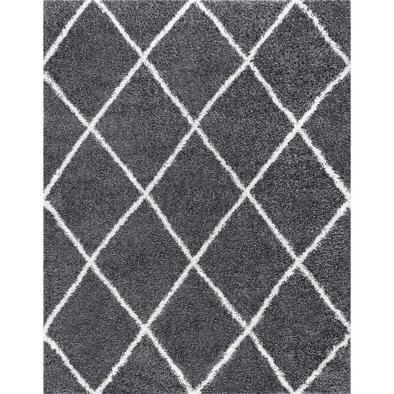 Tayse Rugs Soho Shag Diamond Gray 5 ft. x 7 ft. Indoor Area Rug SOH1201 5×7