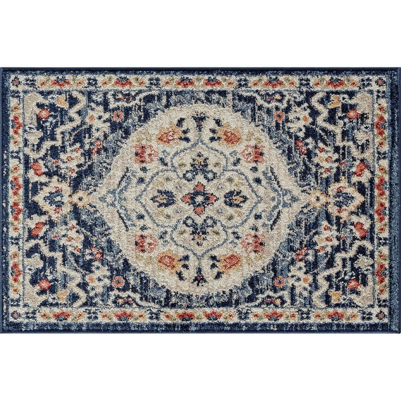 Tayse Rugs Tuscany Medallion Navy 2 ft. x 3 ft. Indoor Area Rug TUS1107 2×3