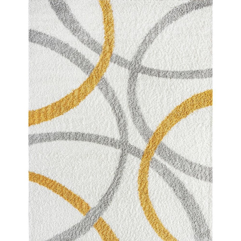 Tayse Rugs Uptown Shag White 7 ft. x 9 ft. Abstract Indoor Area Rug UPT1161 7×9