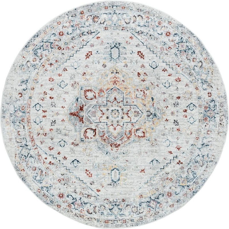 Tayse Rugs Wakefield Oriental Cream 8 ft. Round Indoor Area Rug WFL4117 8RND