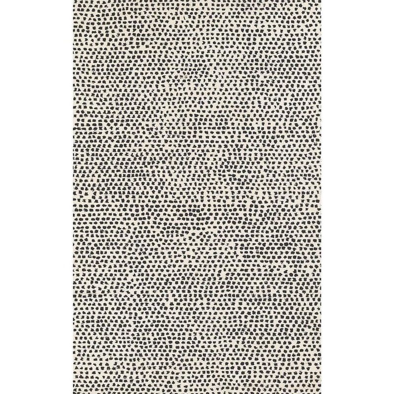 Tempaper Peppered Spots Off White & Black 5 ft. X 8 ft. Tufted Wool Area Rug RU2106