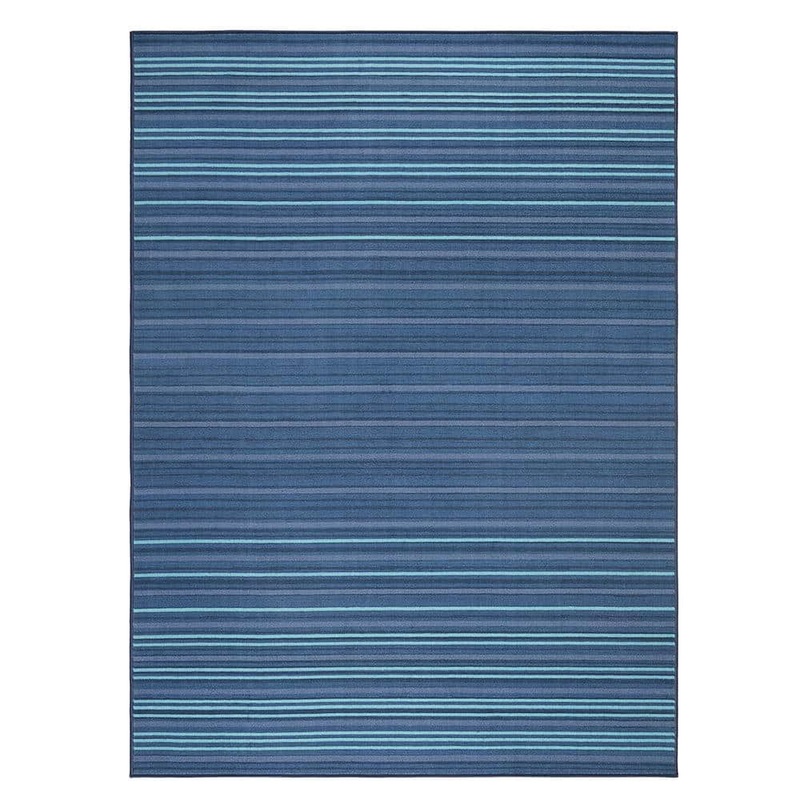 TOWN&COUNTRY LIVING Basic Layne Modern Stripe Navy Blue Blue 8 ft. x 10 ft. Machine Washable Area Rug 1-135034-300