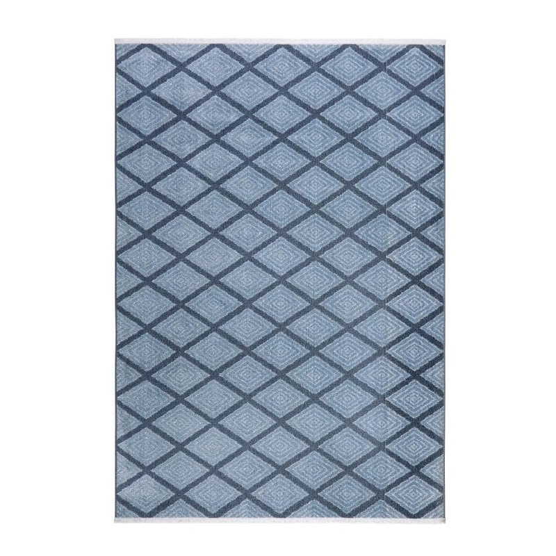 TOWN&COUNTRY LIVING Everyday Rein Solid Diamond Blue 5 ft. x 7 ft. Machine Washable Area Rug 2-87-309