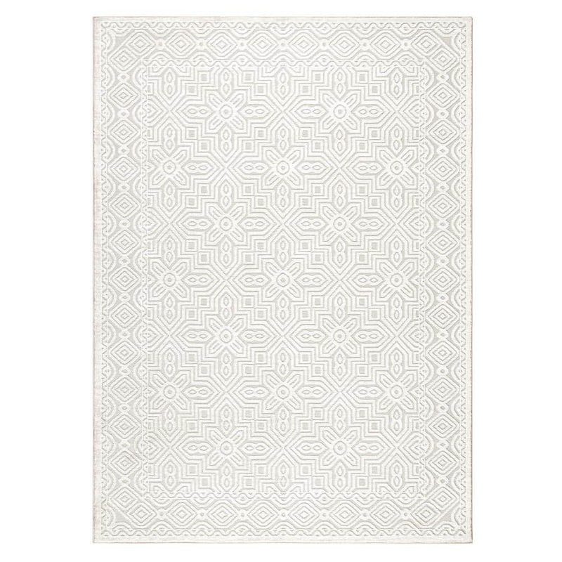 TOWN&COUNTRY LIVING Luxe Maya Medallion Tile Ivory Greige 8 ft. x 10 ft. Area Rug 1-9902-100