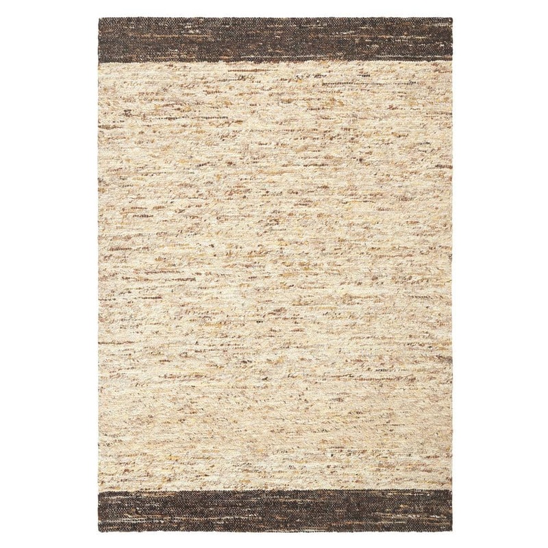TOWN & COUNTRY LIVING Montana Border Beige/Dark Brown 6 ft. x 9 ft. Handcrafted 100% Wool Area Rug 2A-01-161