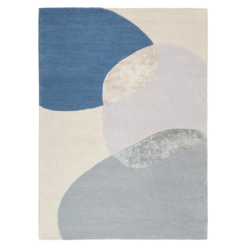 TOWN&COUNTRY LIVING Oslo Hand Tufted Wool Abstract Colorblock Beige/Blue 9 ft. x 12 ft. Area Rug 10-02-196