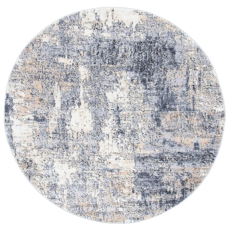 SAFAVIEH Amelia Gray/Gold 7 ft. x 7 ft. Distressed Round Area Rug ALA777H-7R