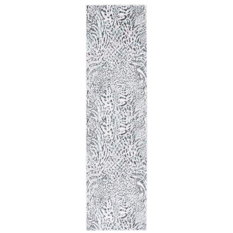 SAFAVIEH Amsterdam Ivory/Teal 2 ft. x 8 ft. Animal Print Runner Rug AMS187K-28