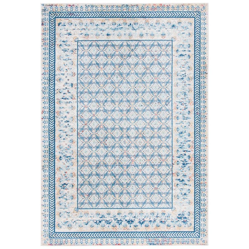 SAFAVIEH Brentwood Blue/Yellow 6 ft. x 9 ft. Multi-Border Geometric Area Rug BNT899M-6