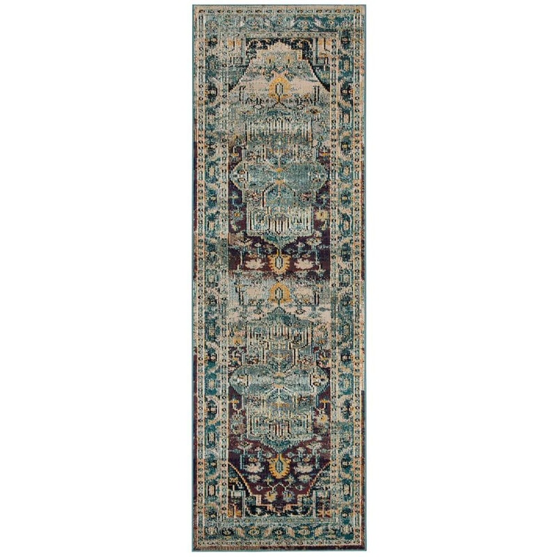 SAFAVIEH Crystal Teal/Rose 2 ft. x 11 ft. Border Runner Rug CRS501T-211