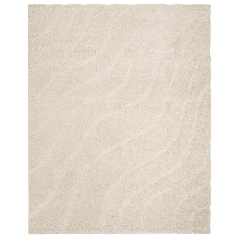 SAFAVIEH Florida Shag Cream 8 ft. x 10 ft. Striped Solid Area Rug SG472-1111-8