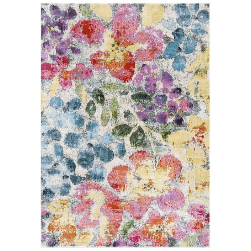 SAFAVIEH Lillian Blue/Yellow 4 ft. x 6 ft. Abstract Floral Gradient Area Rug LLN360A-4