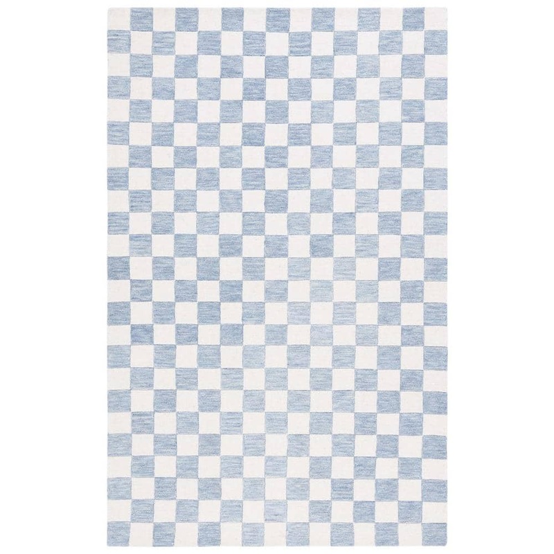 SAFAVIEH Martha Stewart Light Blue/Ivory 5 ft. x 8 ft. Checkered Area Rug MSR4760L-5
