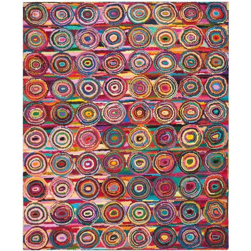 SAFAVIEH Nantucket Pink/Multi 6 ft. x 9 ft. Geometric Area Rug NAN143A-6