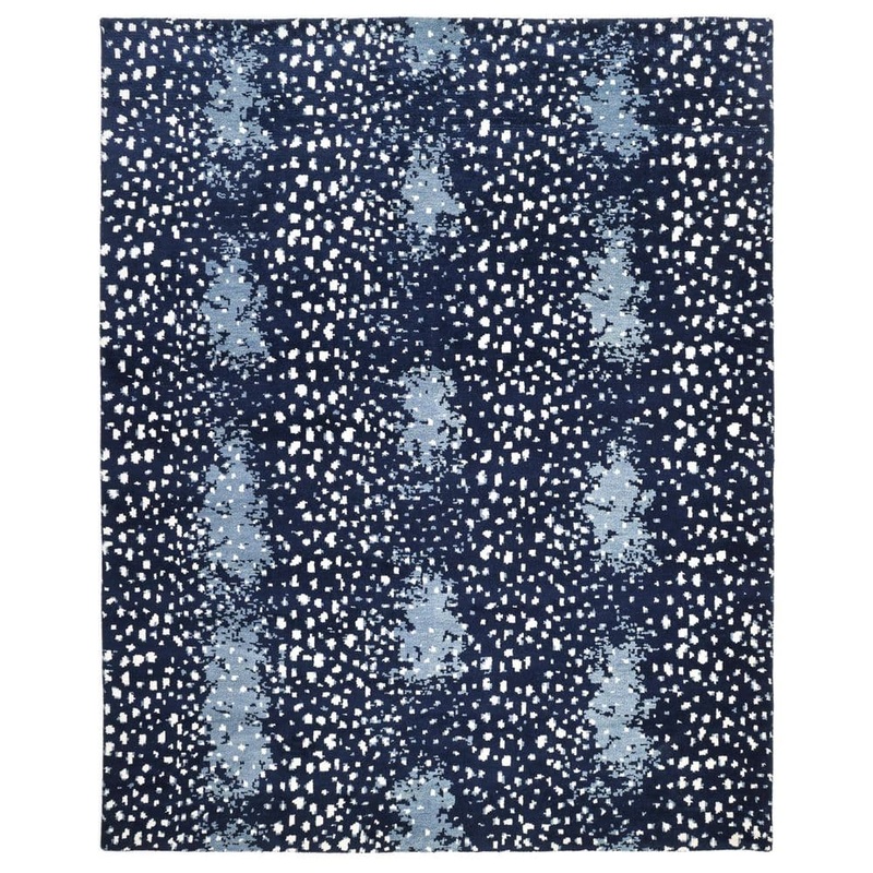 Solo Rugs Louis Contemporary Modern Navy 9 ft. x 12 ft. Hand-Knotted Area Rug S3253-09001200-NAVY