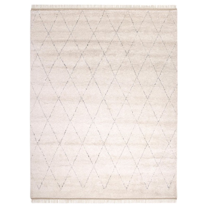 Solo Rugs Shaggy Moroccan Bohemian Shaggy Moroccan Linen 9 ft. x 12 ft. Hand-Knotted Area Rug S1121-09001200-LINE