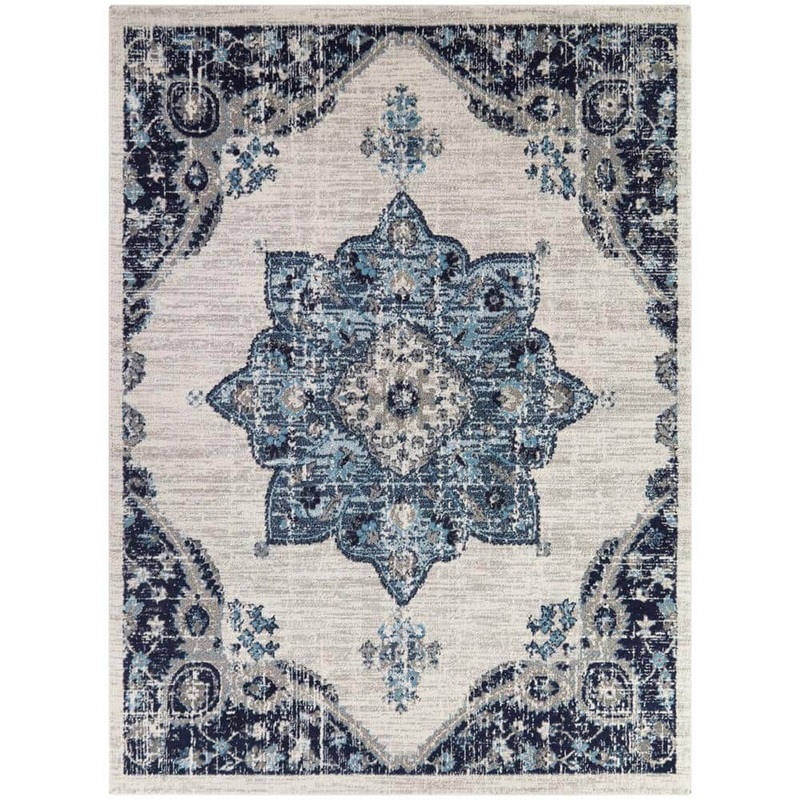 StyleWell Aurora 6 ft. 7 in. x 9 ft. Teal Medallion Area Rug 3123297
