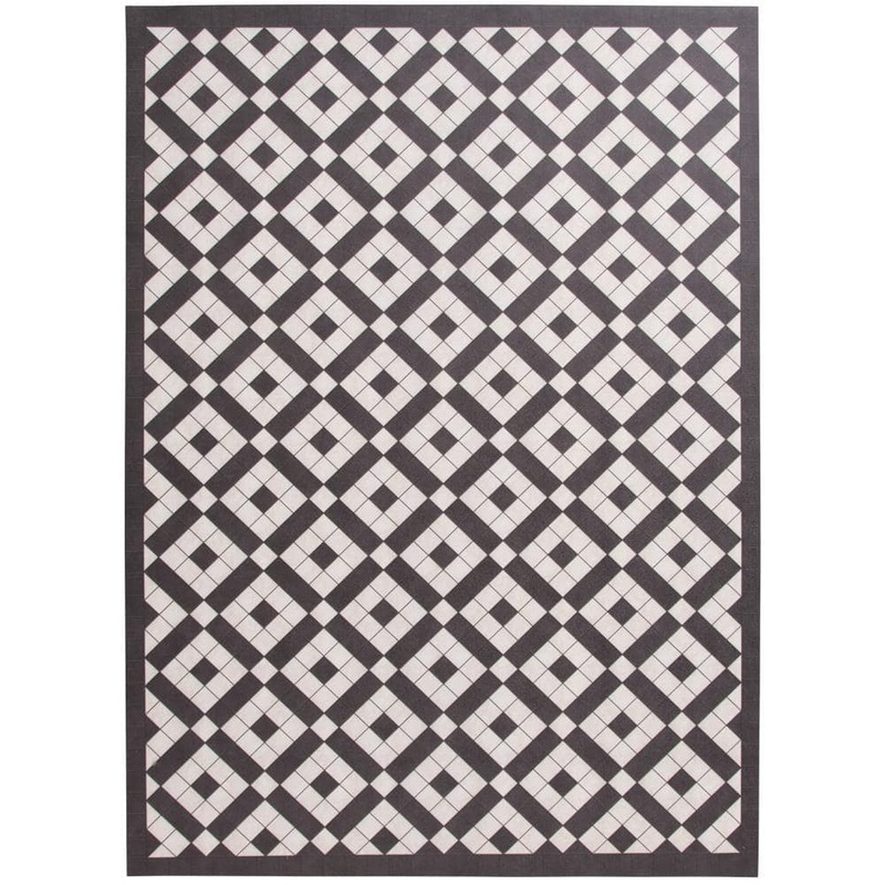 StyleWell Black and White 5 ft. x 7 ft. Diamond Vinyl Area Rug 8215.13.51HD