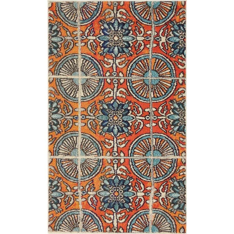 StyleWell Estrella Salma Orange Doormat 3 ft. x 5 ft. Global Area Rug 3136240