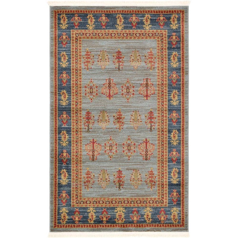 StyleWell Fars Darya Blue Doormat 3 ft. x 5 ft. Area Rug 3121123
