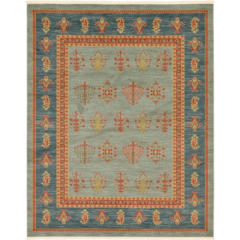 StyleWell Fars Darya Blue/Multi-Color 8 ft. x 10 ft. Global Area Rug 3125980