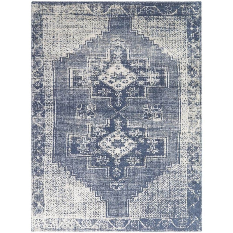 StyleWell Fermont Blue 5 ft. 3 in. x 7 ft. Medallion Area Rug 3123492