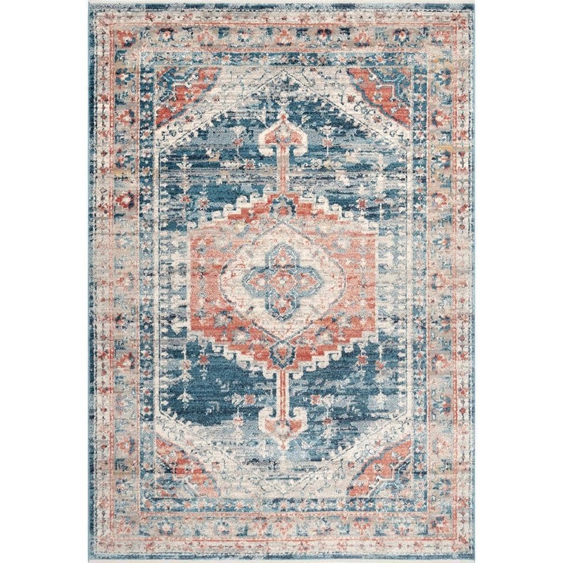 StyleWell Harley Barbed Mast Medallion Blue 12 ft. x 14 ft. Area Rug KKDL06A-12014