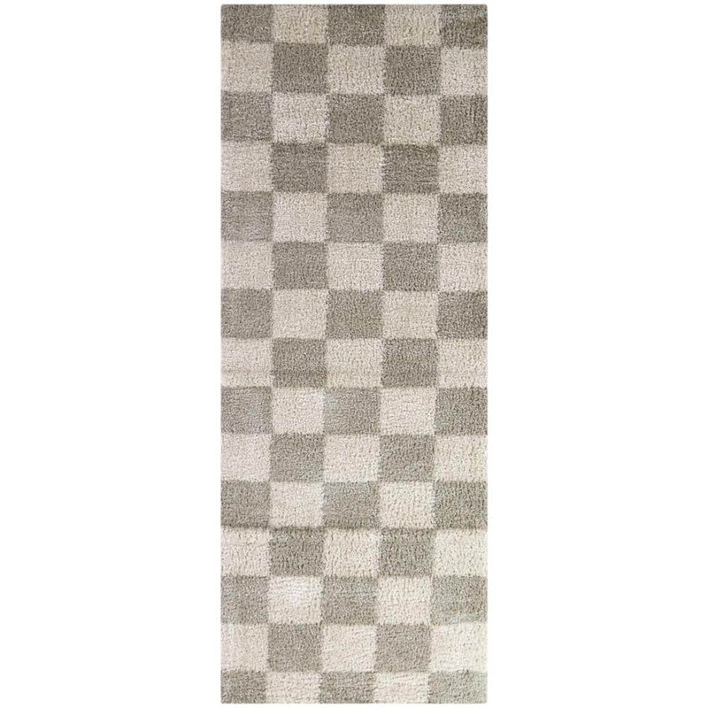 StyleWell Harley Beige 2 ft. 7 in. x 7 ft. Checkered Runner Area Rug 3123457
